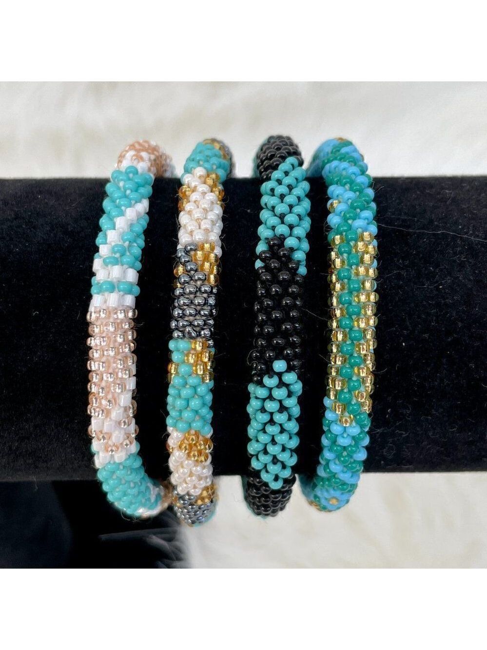 HAND CRAFTED in Nepal Beaded Bracelets (set of 4) #308